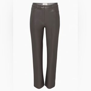 NWOT Wilfred Aritzia Melina Pants Womens Gray Faux Leather High Waisted Size 4